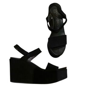 Pedro Garcia Midnight Black Wedge Sandals